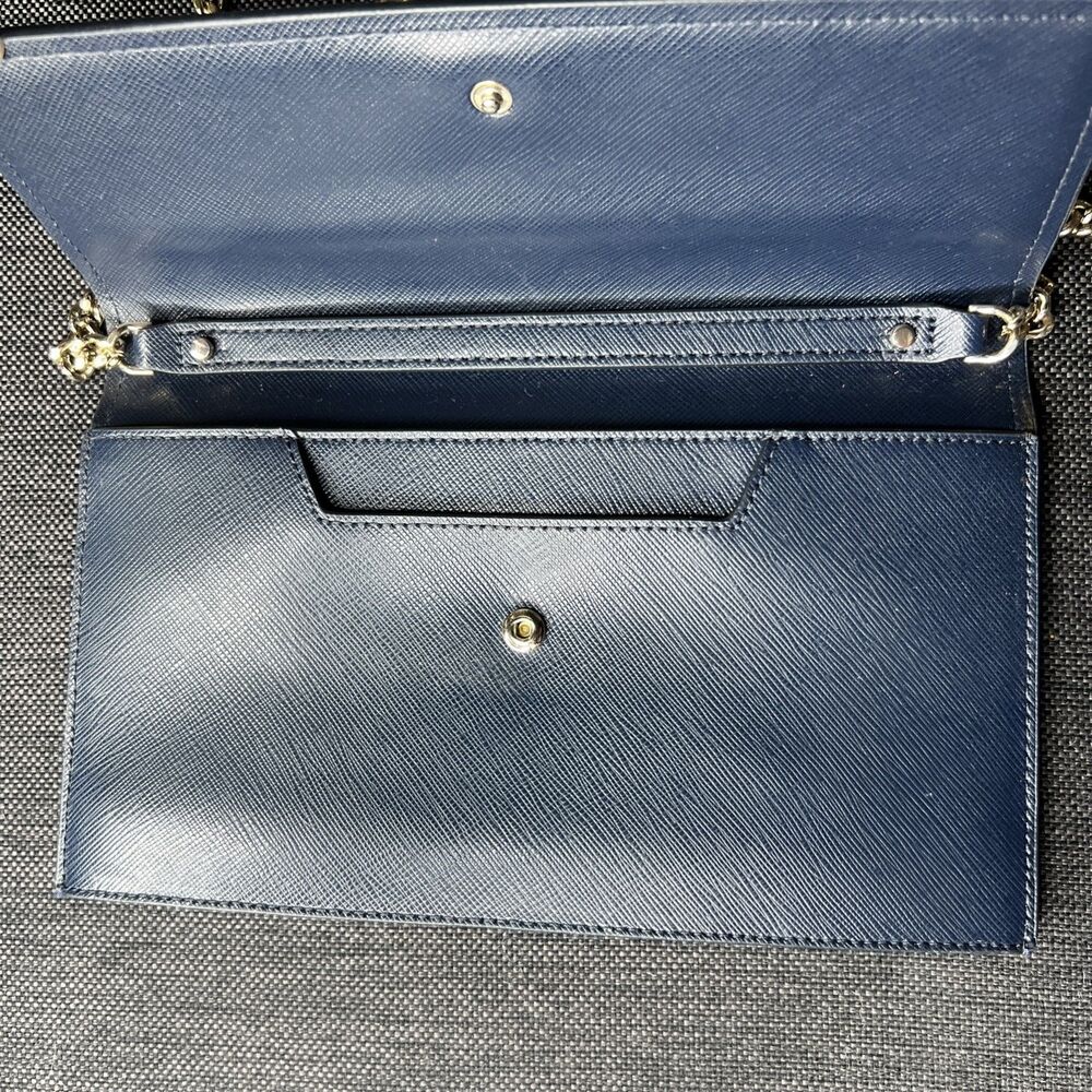 Kate Spade Willow Wallet Saffiano Leather Flap Convertible Crossbody Bag Navy - Picture 3 of 7